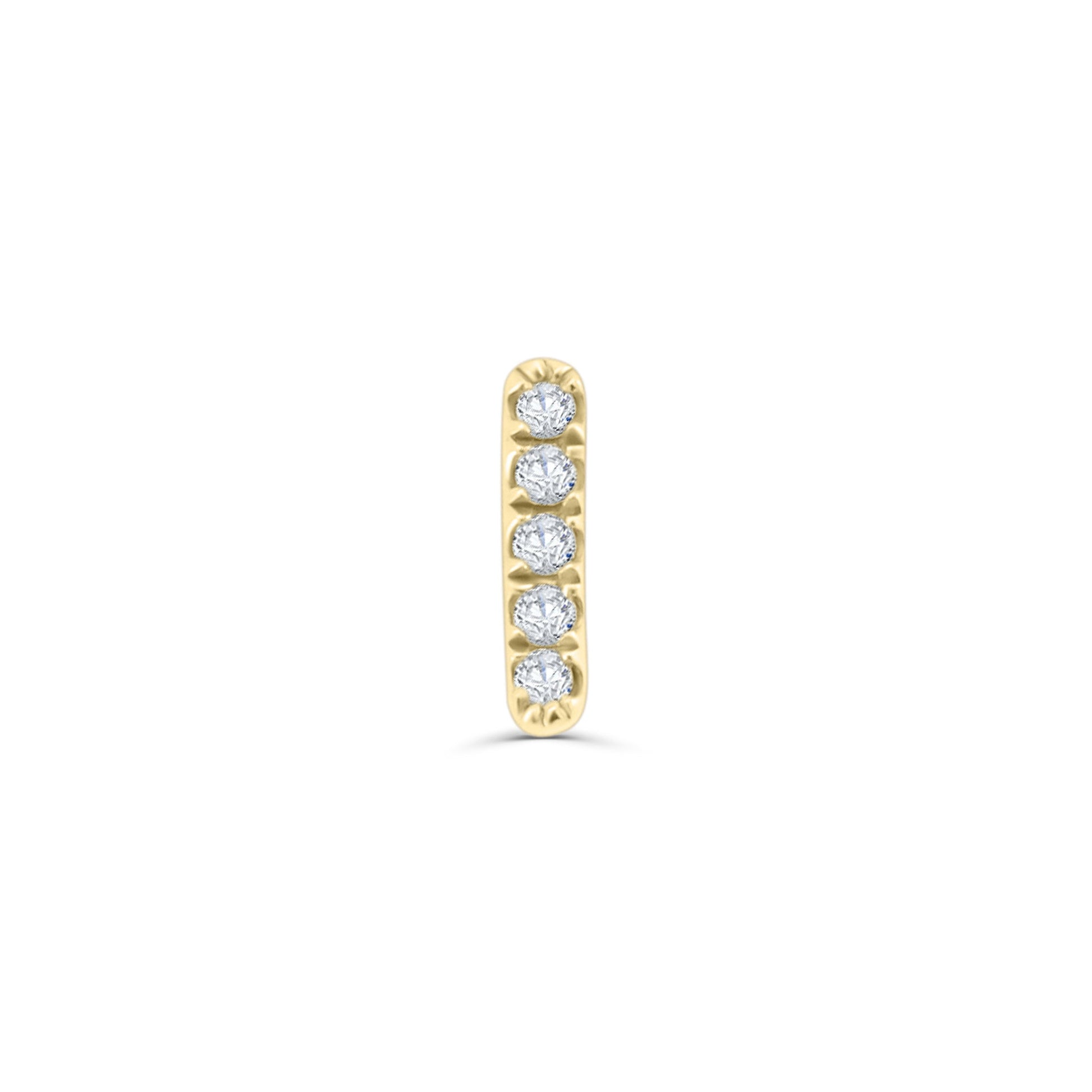 Solid Gold Diamond Bar Stud Earring