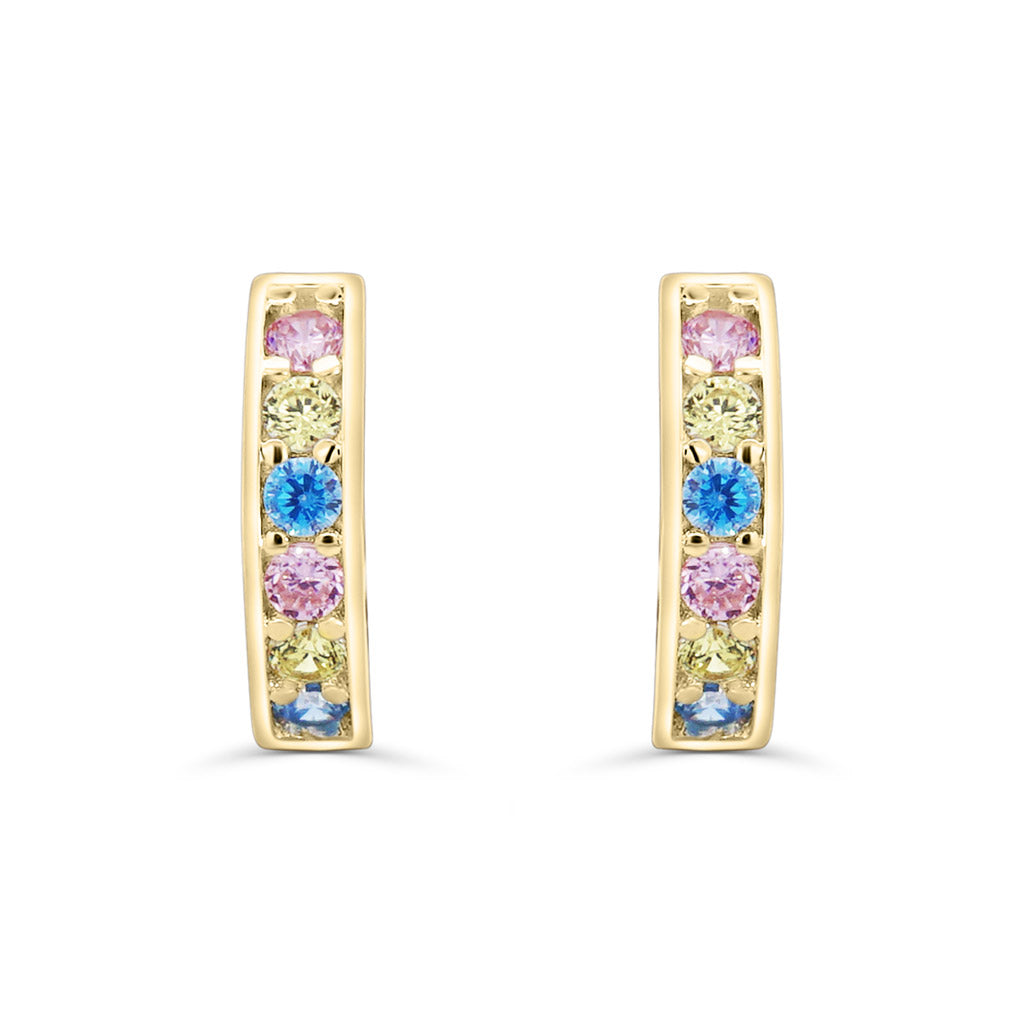 Solid Gold Pave Color CZ Hoops 7.5mm