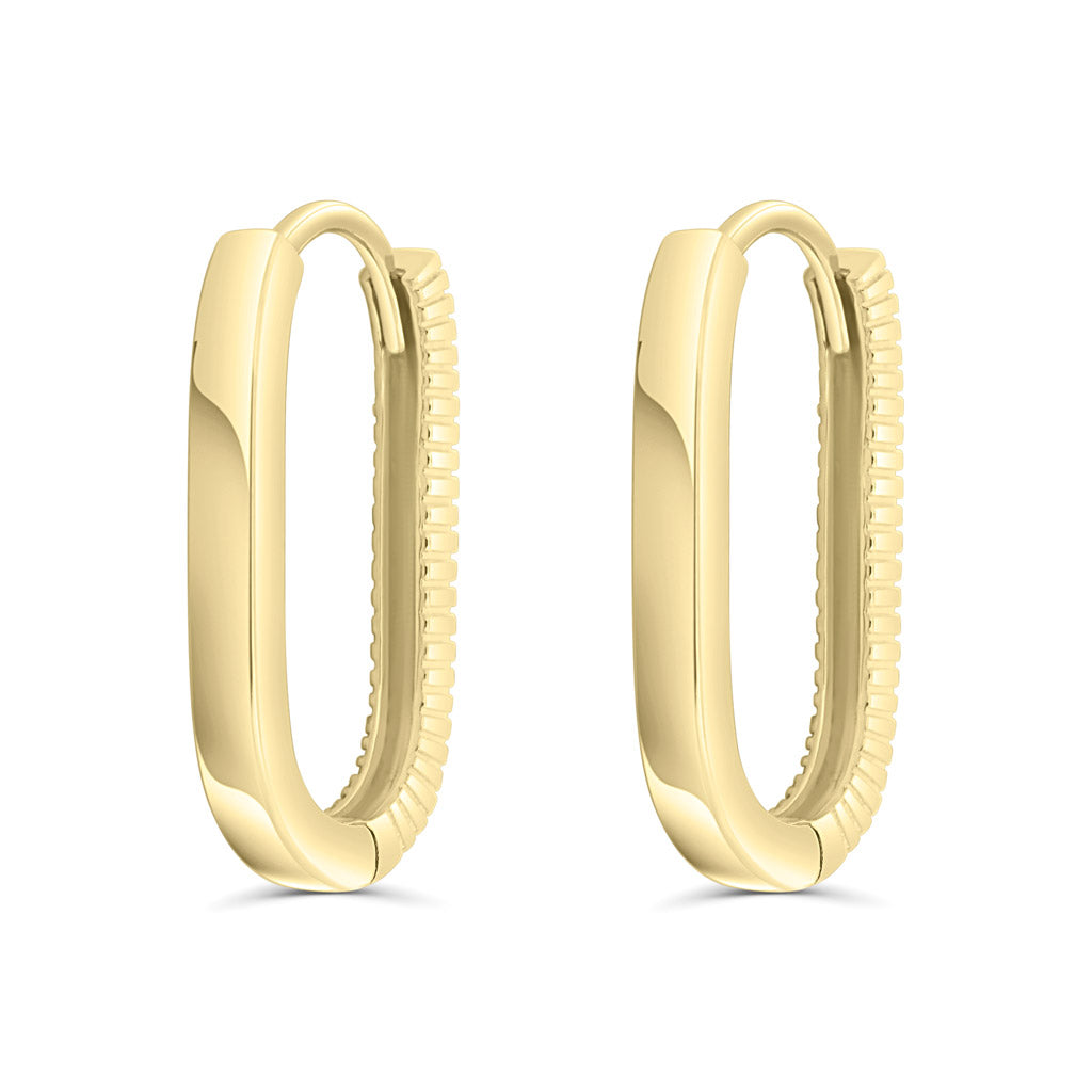 Solid Gold Oval Duo Hoops