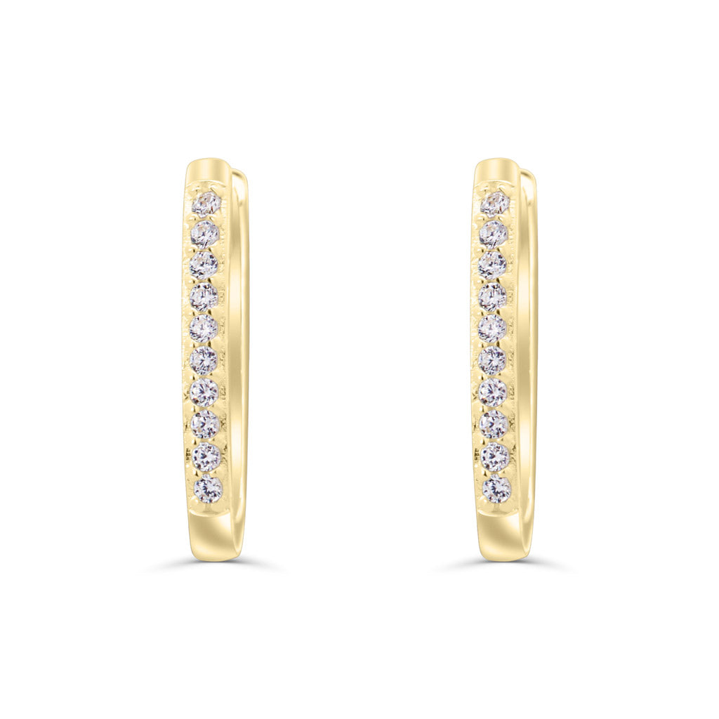 Solid Gold Pave CZ Oval Hoops