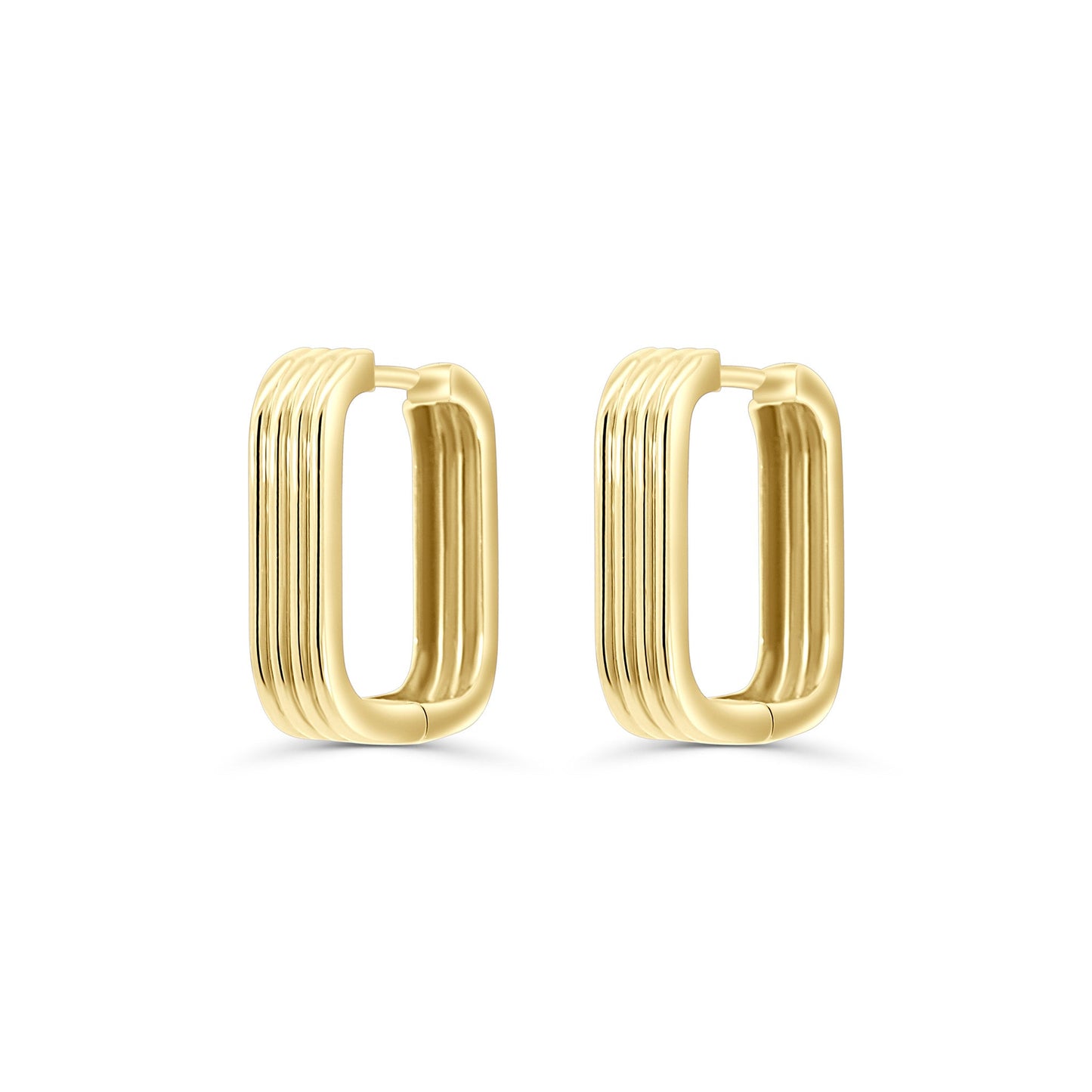 Solid Gold Square Lines Hoops 32mm