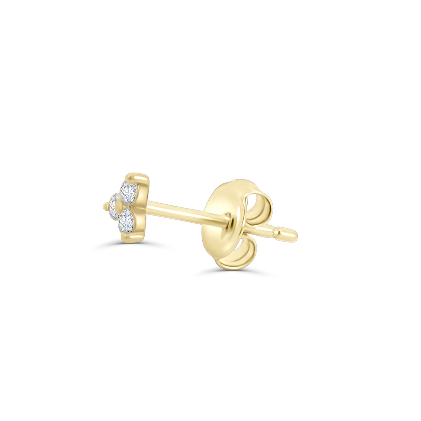 Solid Gold Tri CZ Stud Earring
