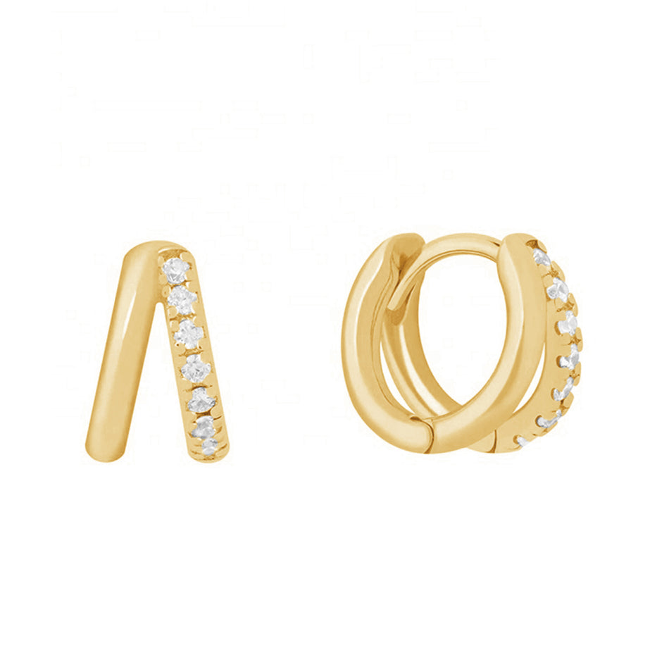 Double Hoops Pave CZ 10mm