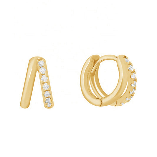 Double Hoops Pave CZ 10mm