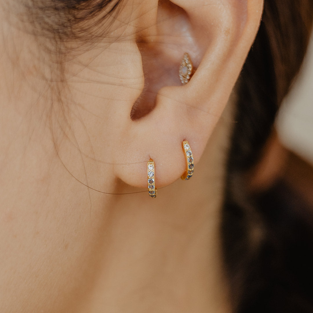 Gradient Blue Pavé Hoops 7mm