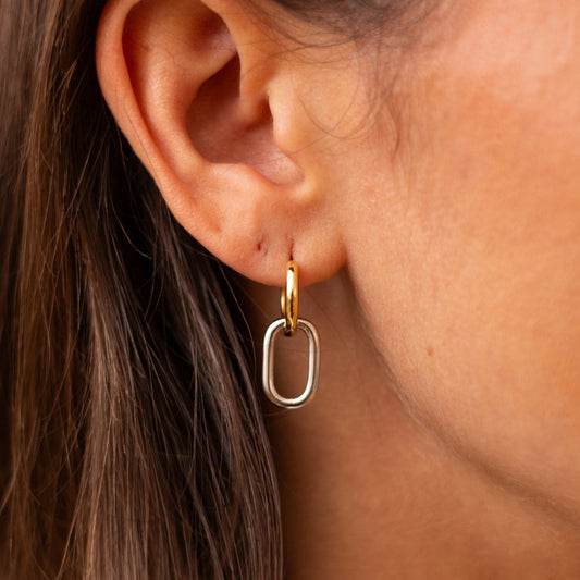 Nina Two tone Hoop Earrings