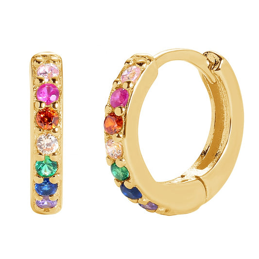 Rainbow CZ Huggie Hoops 10mm