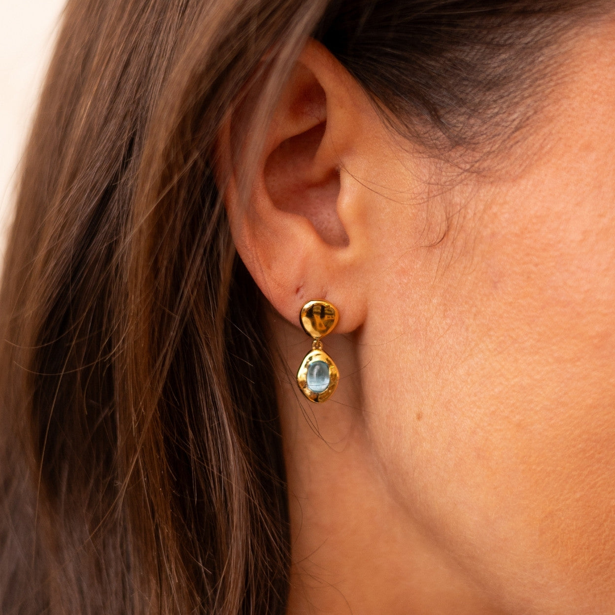 Sofia Blue Topaz Drop Stud Earrings