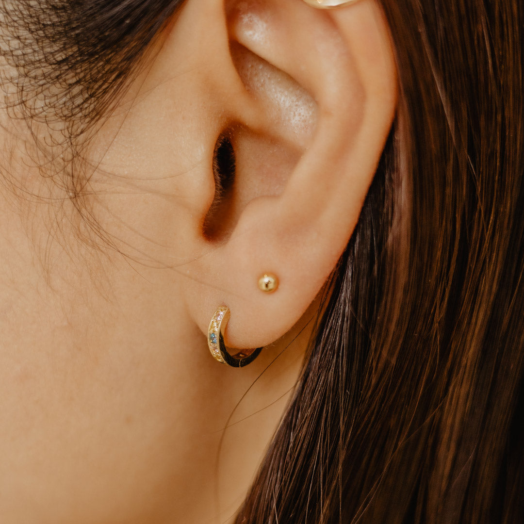 Solid Gold Pave Color CZ Hoops 7.5mm