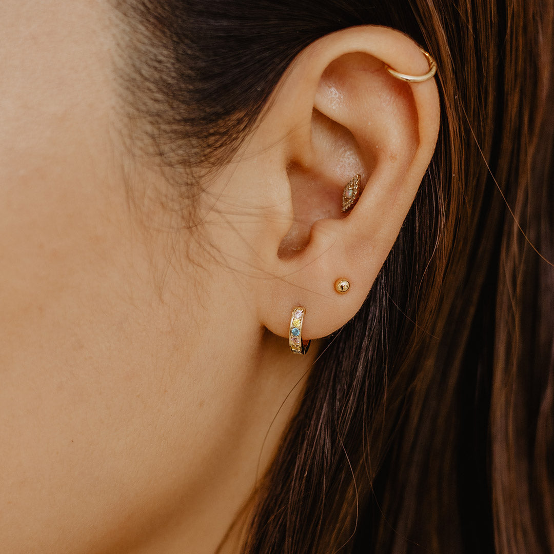 Solid Gold Pave Color CZ Hoops 7.5mm