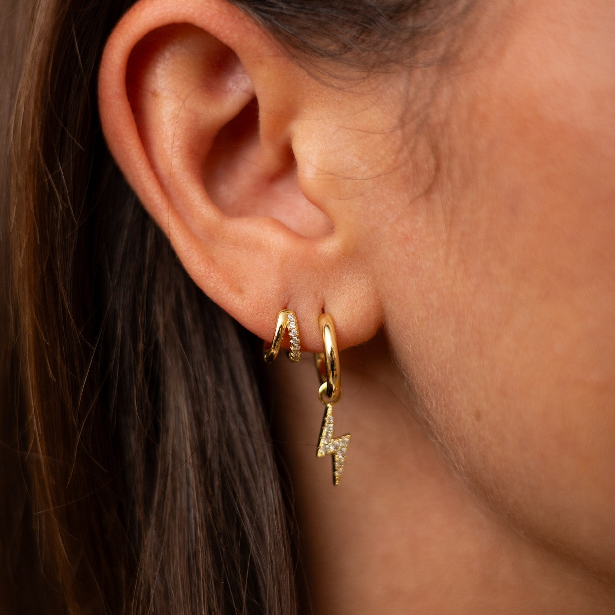 Double Hoops Pave CZ 10mm