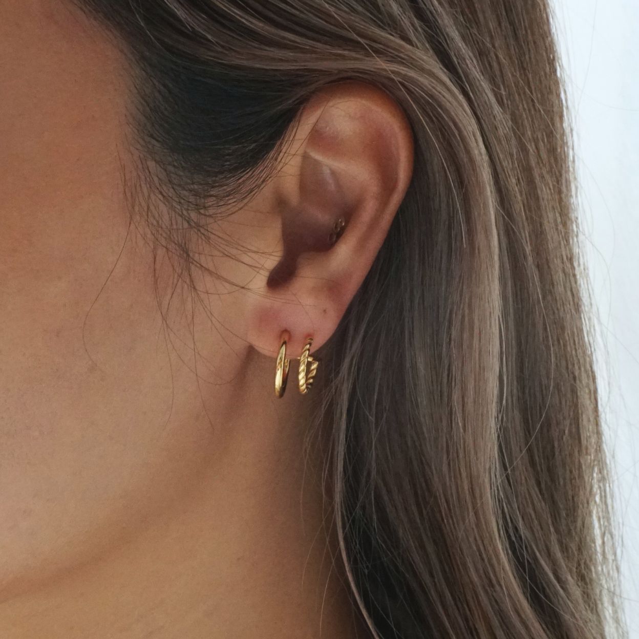 Kara Stud Hoop Earrings