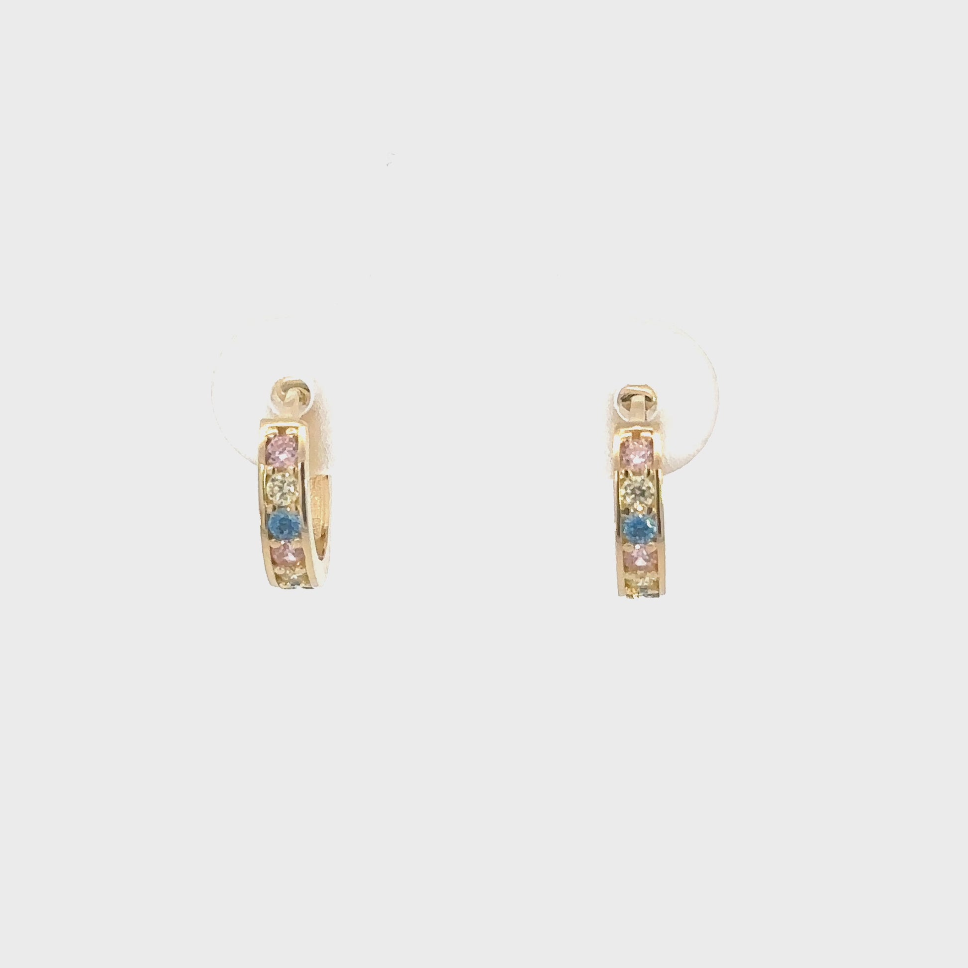 Solid Gold Pave Color CZ Hoops 7.5mm