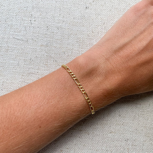 14k gold bracelet figaro chain jewelry kemmi collection