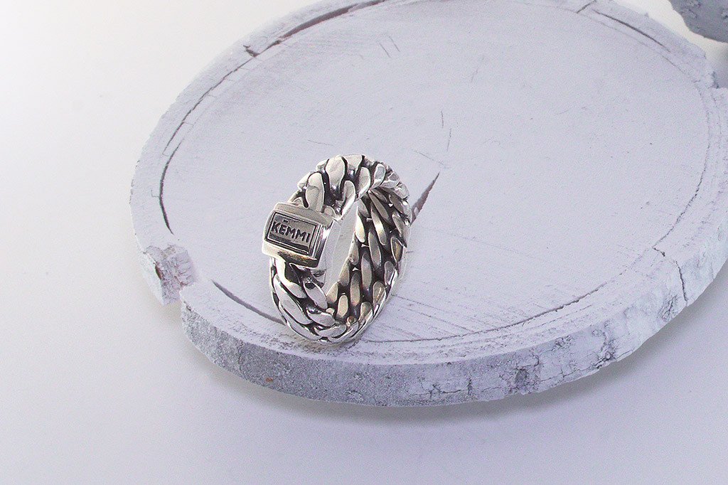 Men's sterling silver ring modern style handmade jewelry band kemmi collection