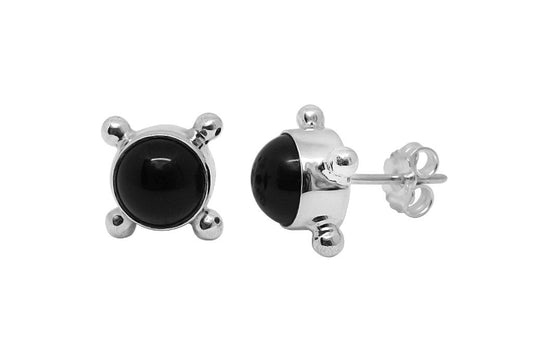 earrings stud sterling silver black onyx stone bohemian jewelry kemmi collection