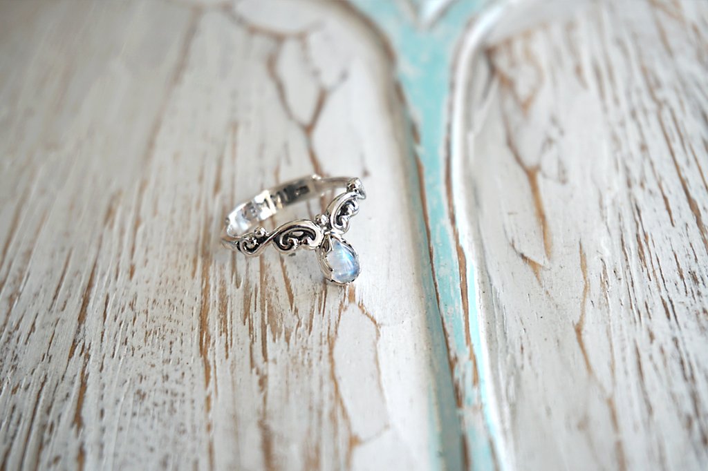 Silver Ring Moonstone Boho chic Handmade Jewelry Kemmi Collection