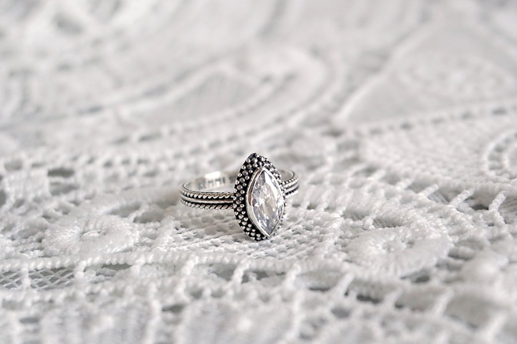 women's sterling silver ring cubic zirconia boho chic handmade bohemian gypsy jewelry kemmi collection