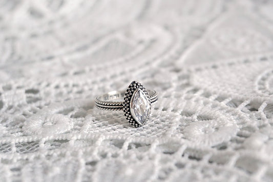 women's sterling silver ring cubic zirconia boho chic handmade bohemian gypsy jewelry kemmi collection