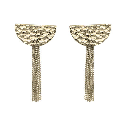 Half Moon Tassel Stud Earrings