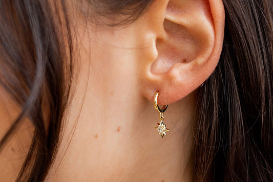 Star Dangle Hoop Earrings