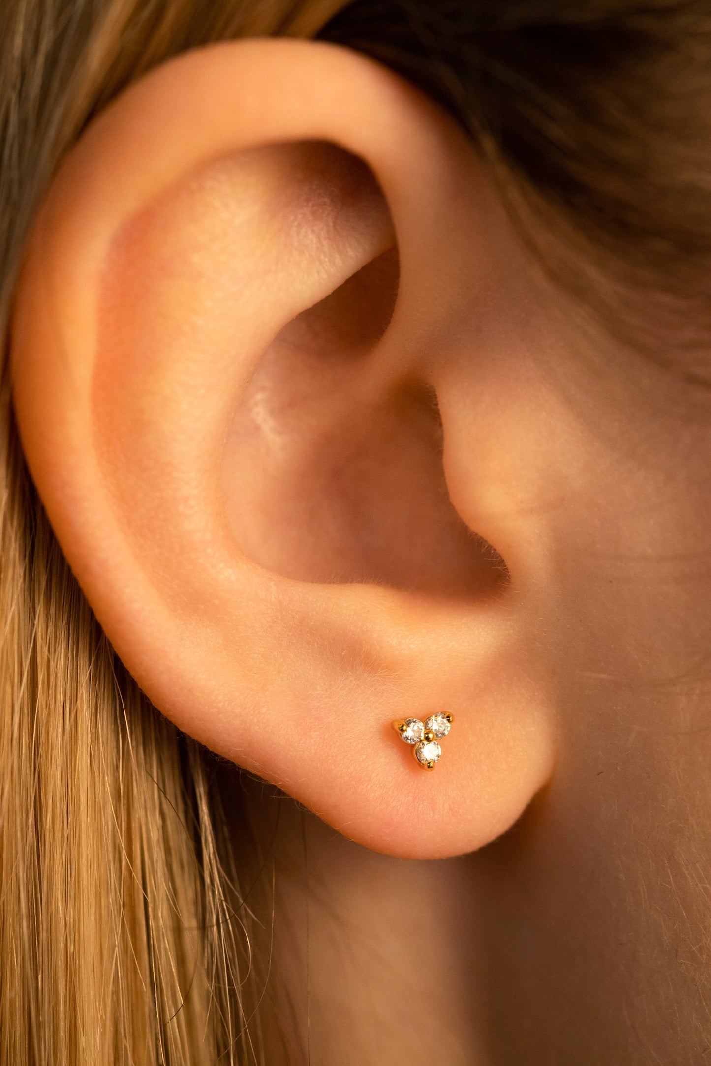 Tri Cz Studs Earrings