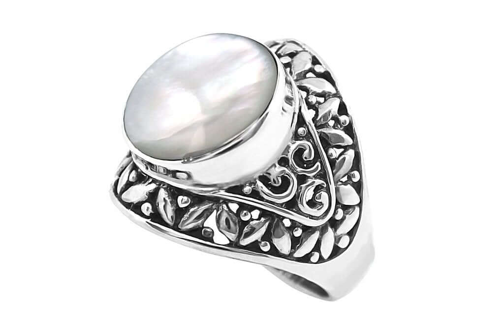 Silver Mother of Pearl Gypsy Ring