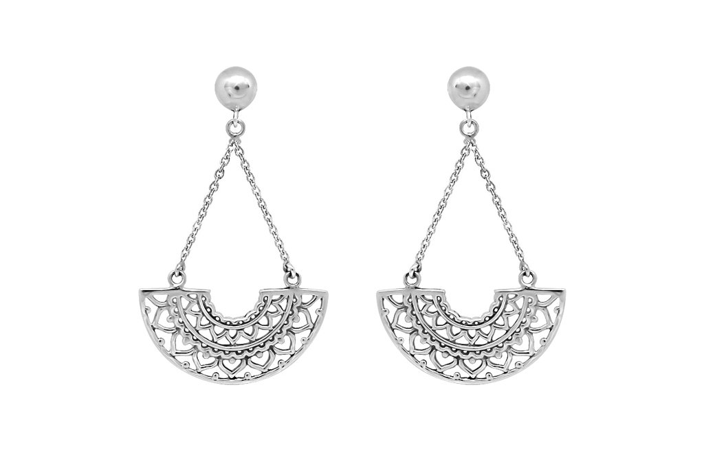 sterling silver half mandala earrings handmade boho bohemian gypsy jewelry kemmi collection