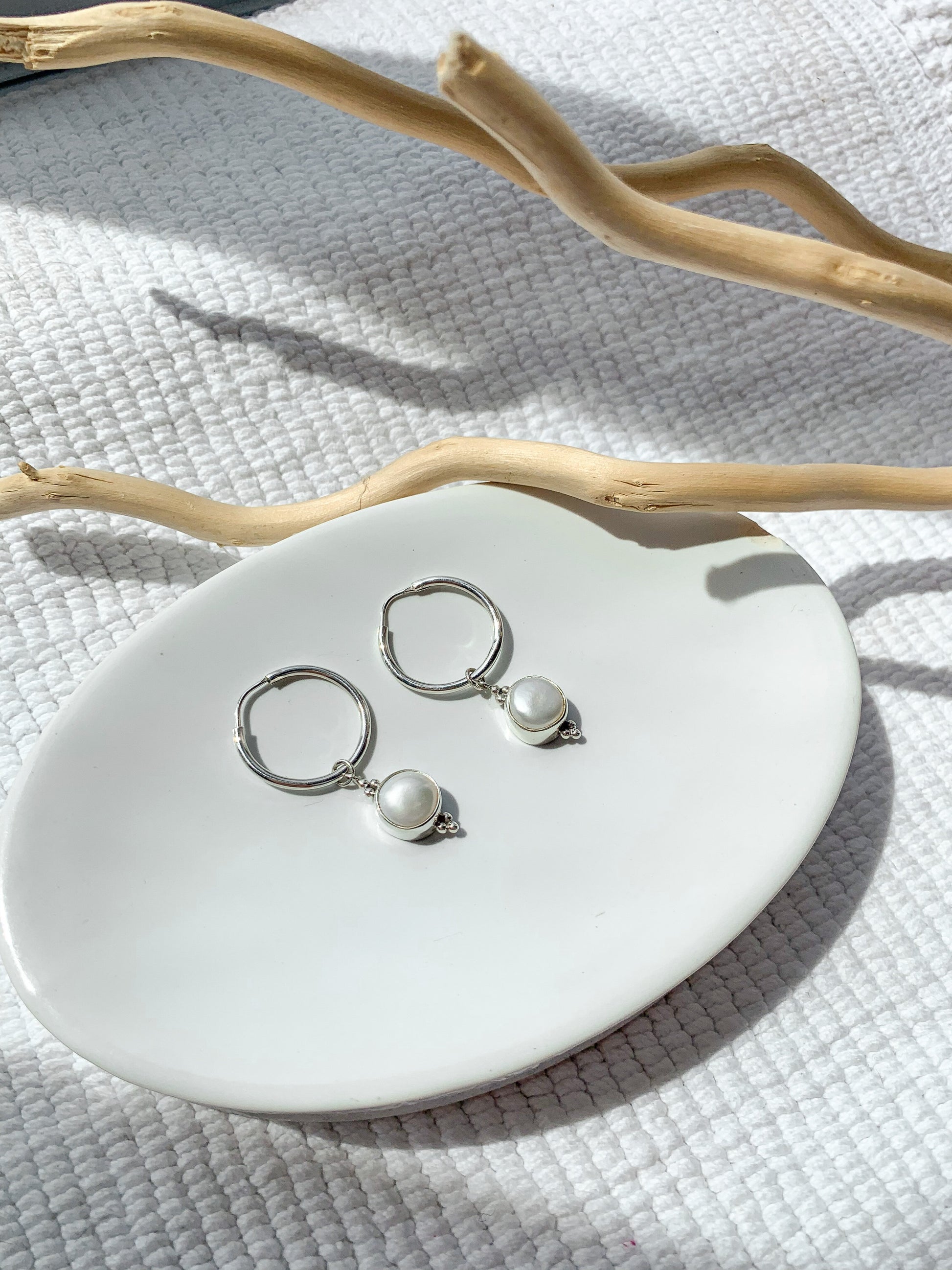 Silver Nebula Pearl Earrings