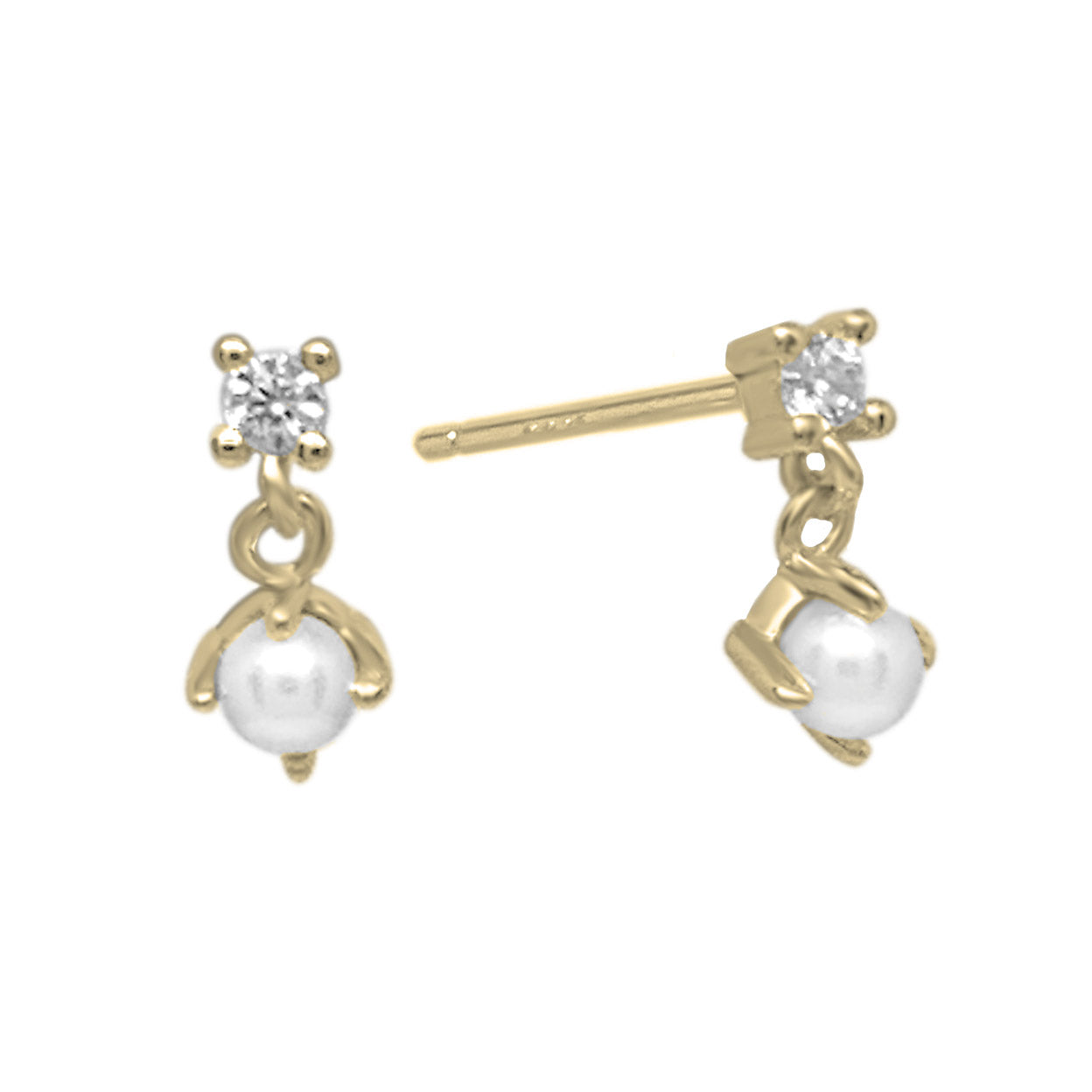 Lena CZ Pearl Stud Earrings