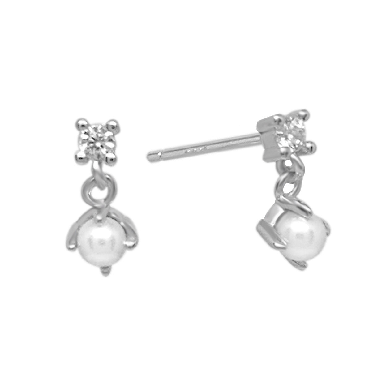 Lena CZ Pearl Stud Earrings