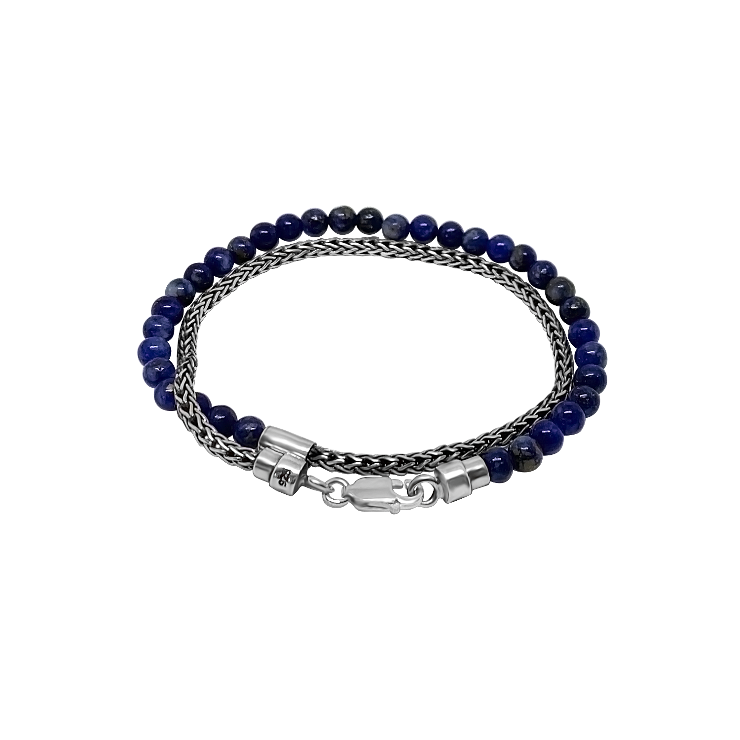 Silver Mini Chain Blue Lapis Beads
