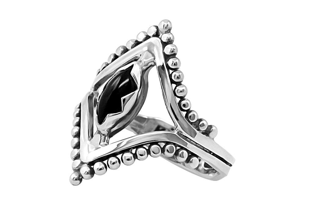 sterling silver ring black onyx stone women handmade boho bohemian kemmi collection