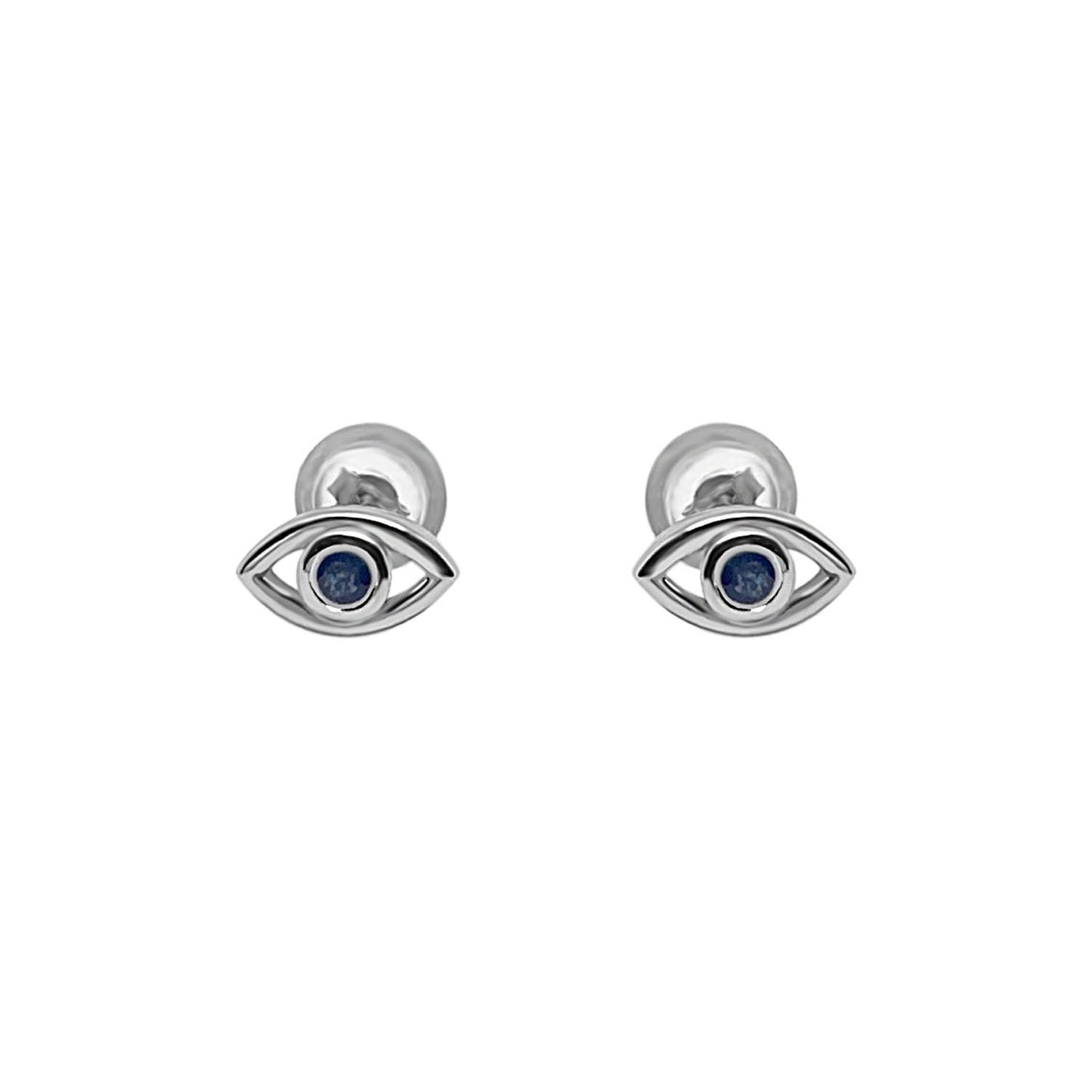eye stud earrings blue sapphire stone sterling silver classic style kemmi collection