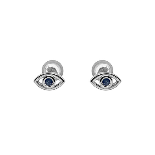 eye stud earrings blue sapphire stone sterling silver classic style kemmi collection