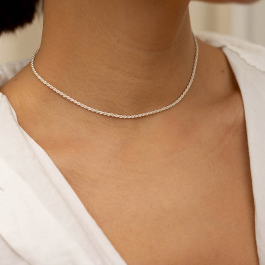 Silver Rope Chain Necklace