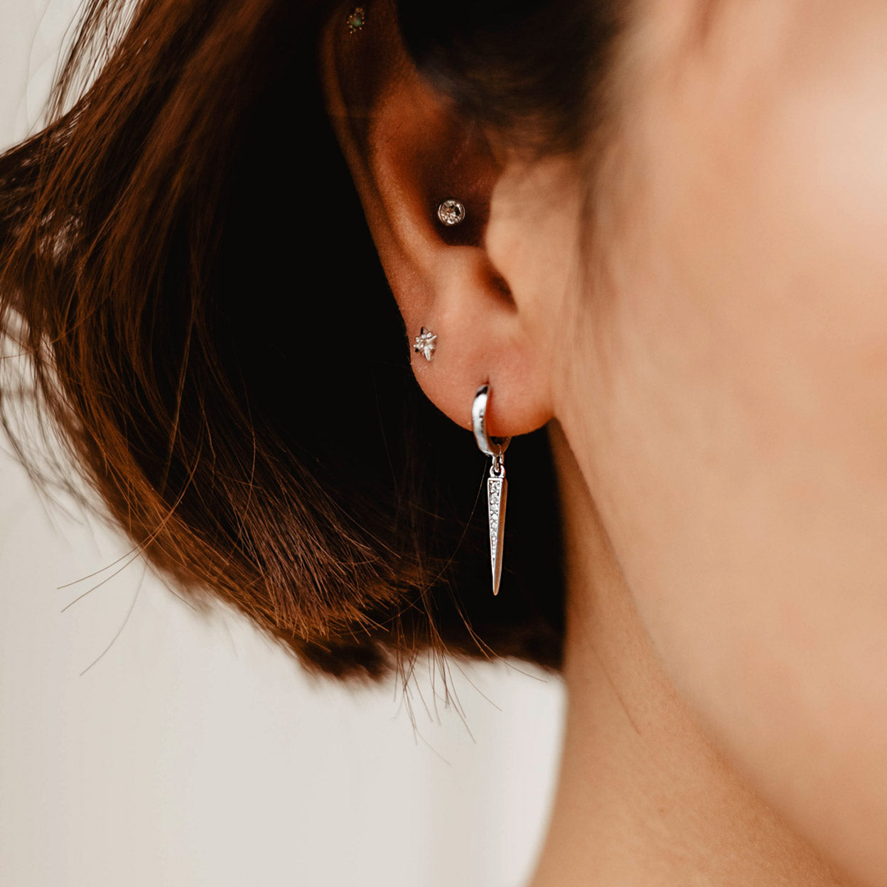 Spike CZ Hoop Earrings