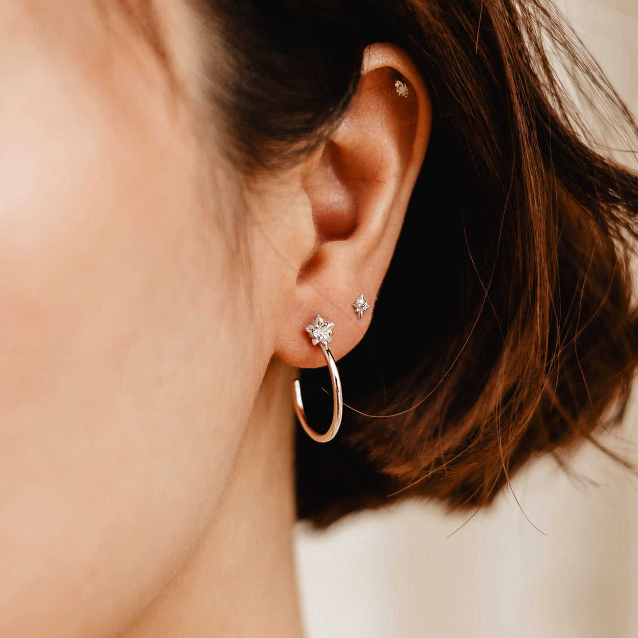 Star CZ Stud Hoops