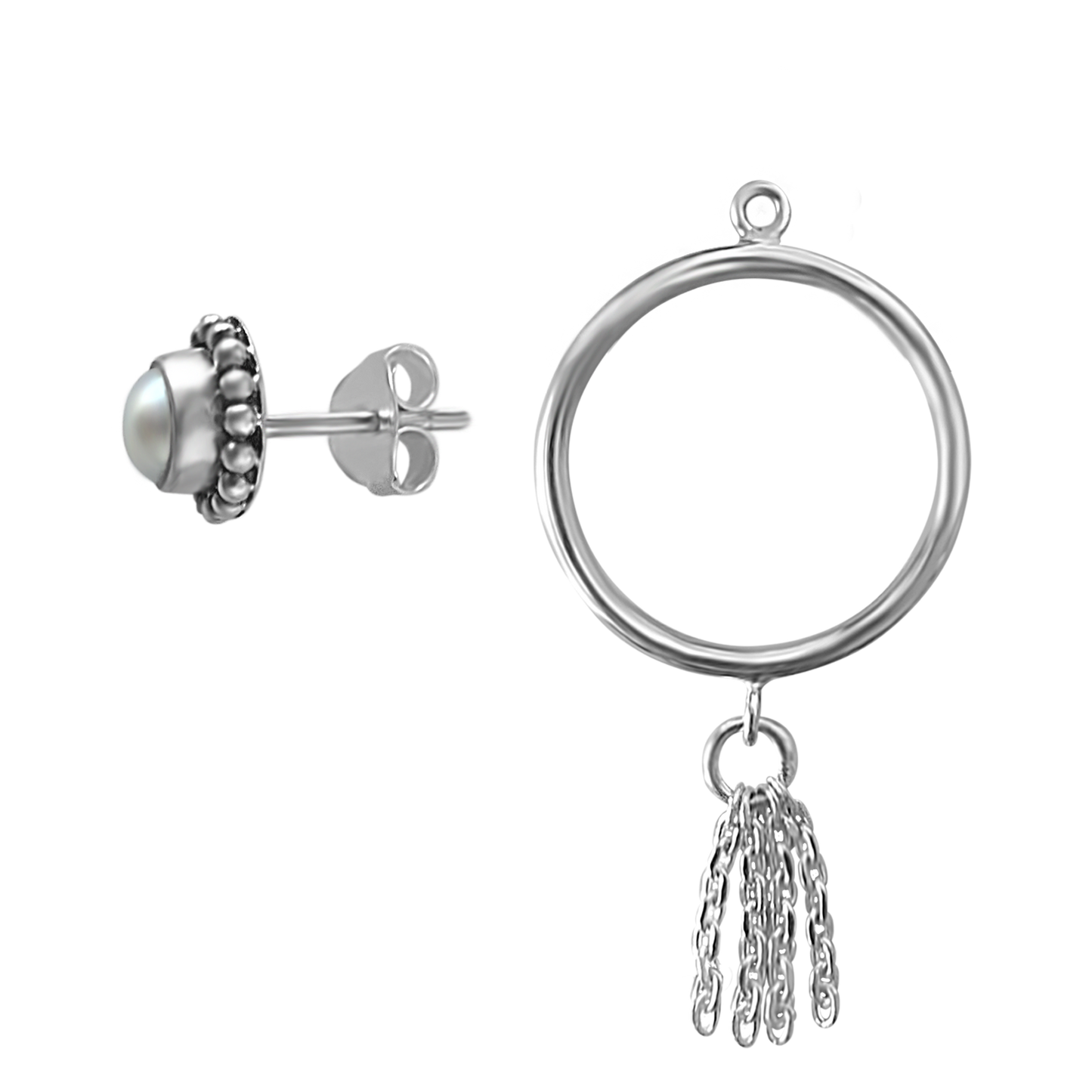 sterling silver handmade earrings studs natural pearl versatile kemmi jewelry boho style high quality