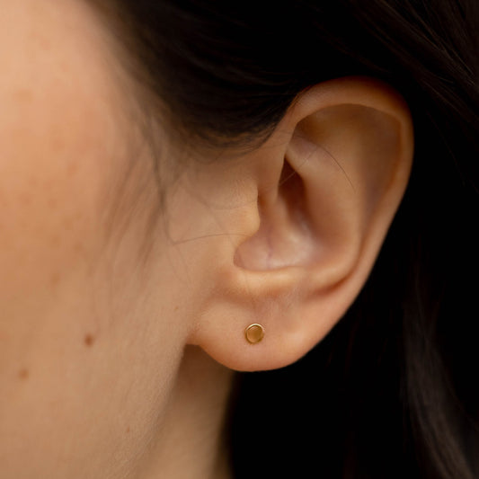 Solid Gold Disc Stud Earring