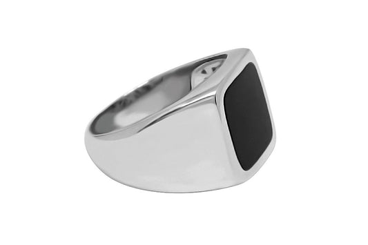 Men's Silver Signet Onyx Ring