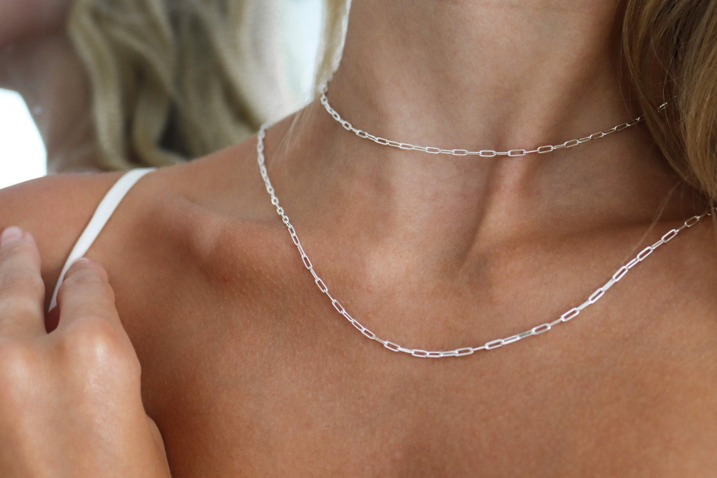 sterling silver paper clip chain necklace choker kemmi collection boho chic style