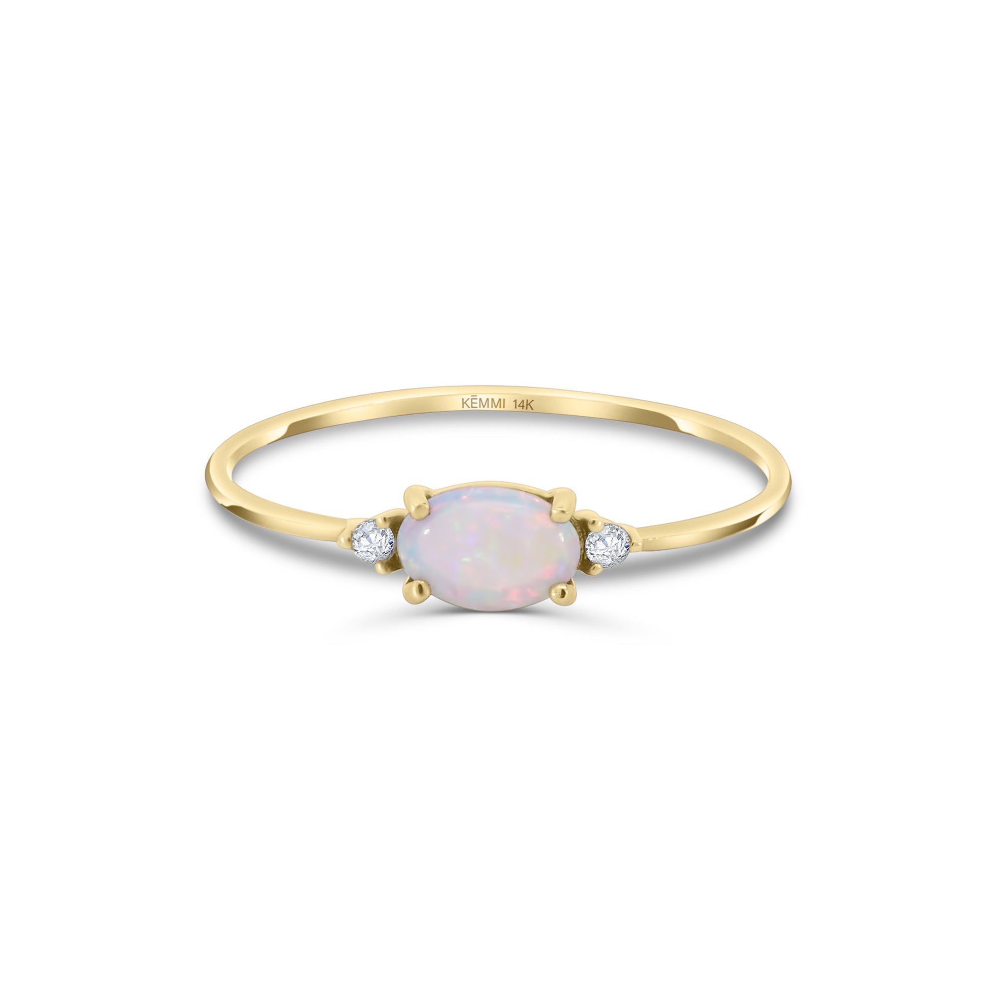 Solid Gold Allison Opal & White Topaz Ring