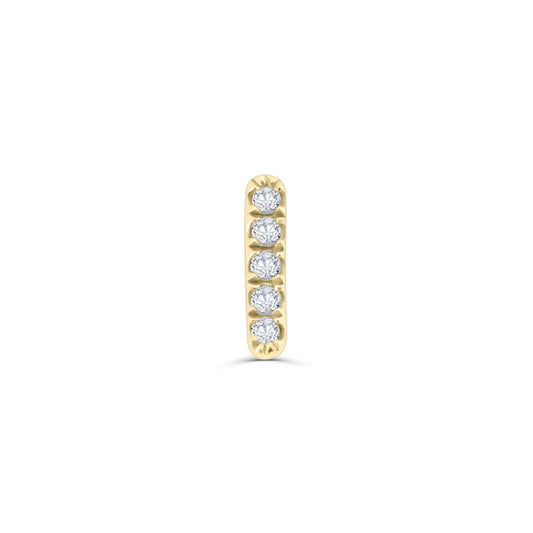 Solid Gold Diamond Bar Stud Earring