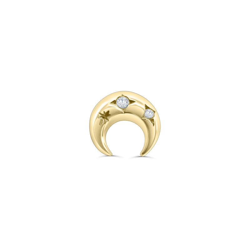 Solid Gold Crescent Diamond Stud Earring