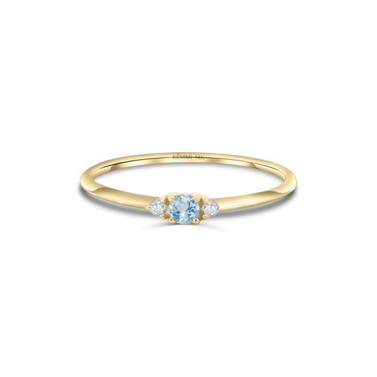 Bague Elsa Aigue-Marine & Diamant en Or Massif