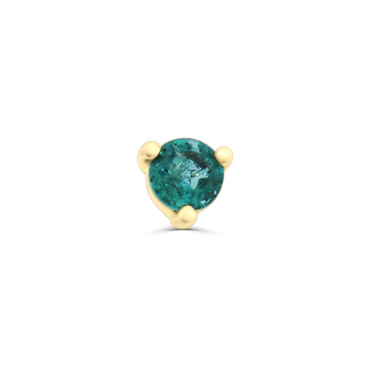 Solid Gold Emerald Stud Earring