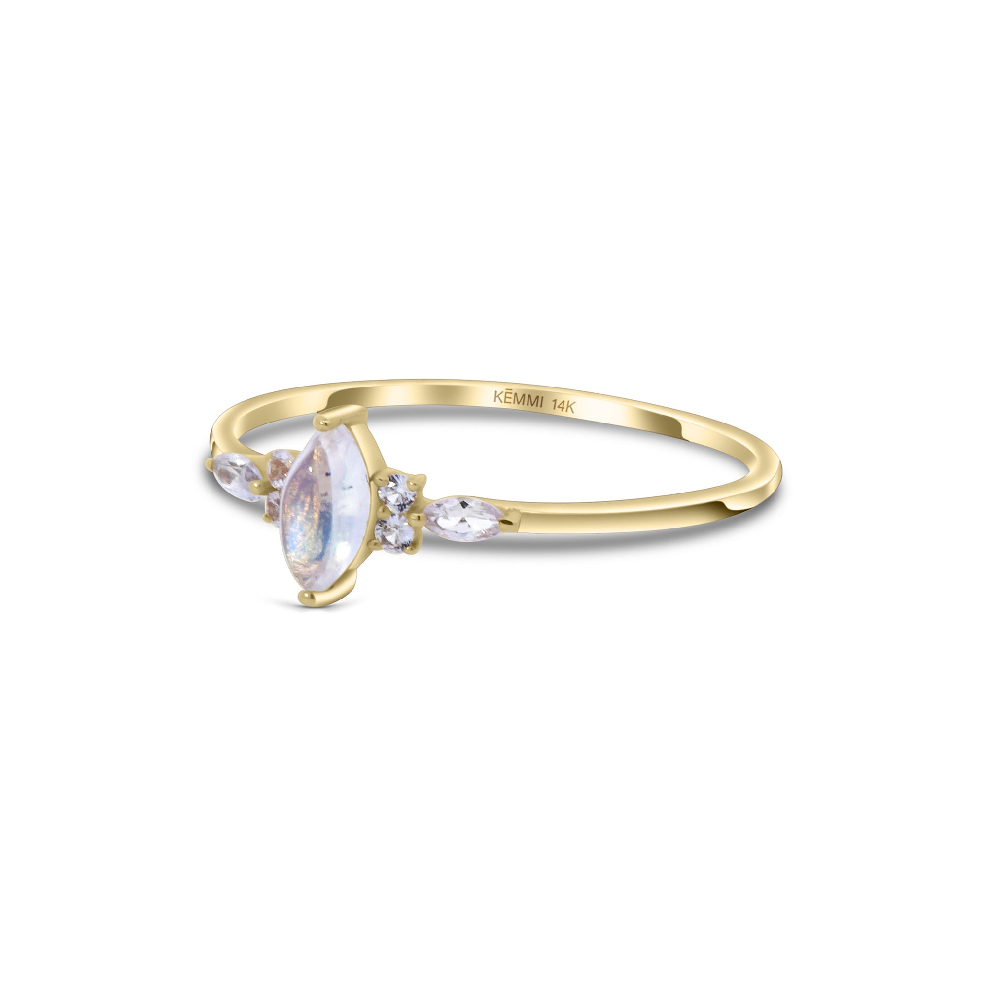 Solid Gold Genesis Moonstone & White Sapphire Ring