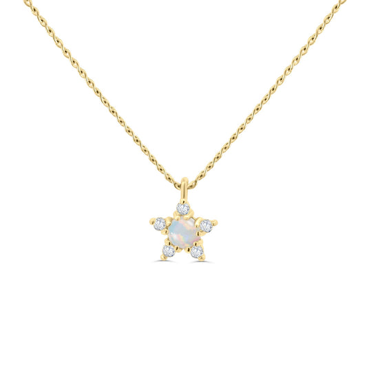 Solid Gold Star Opal Necklace