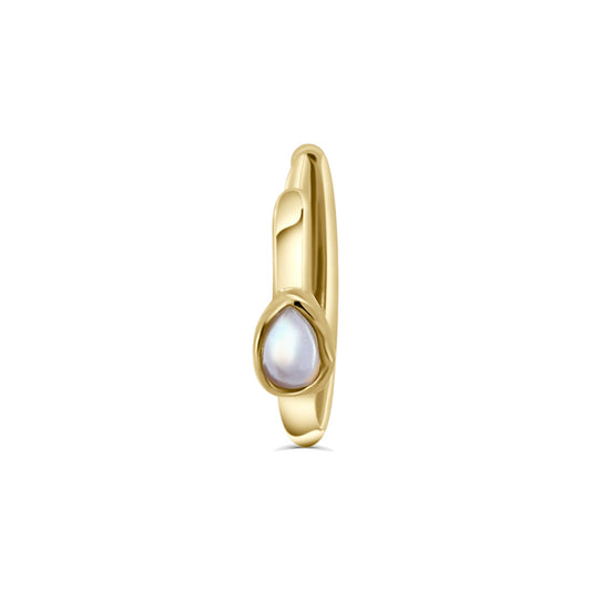 Solid Gold Bless Moonstone Hoop Earring